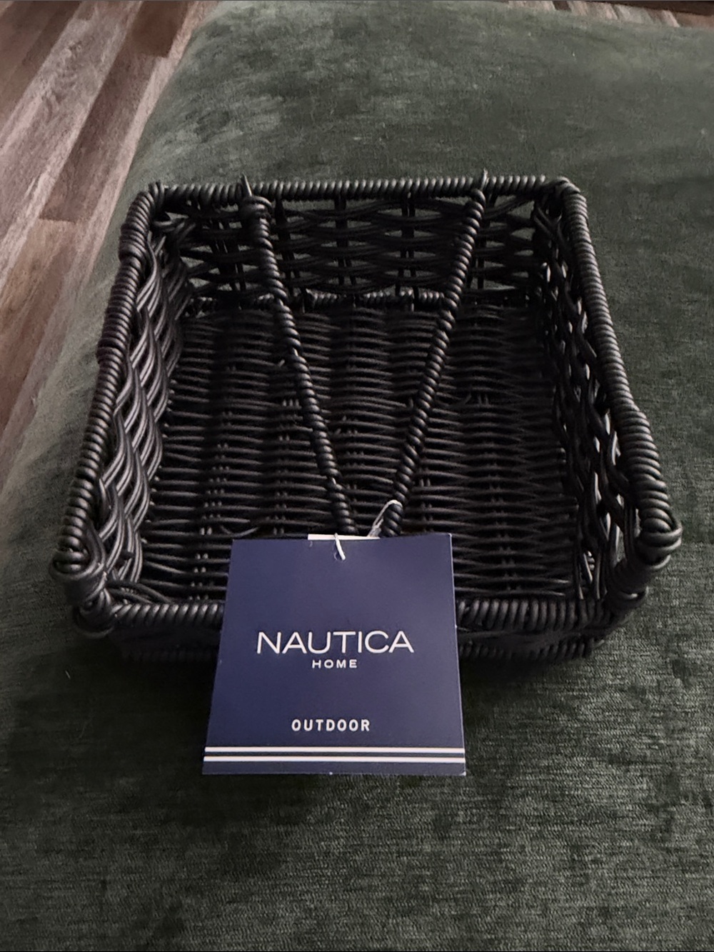 Nautica Dark Brown Outdoor Woven Organizer Basket